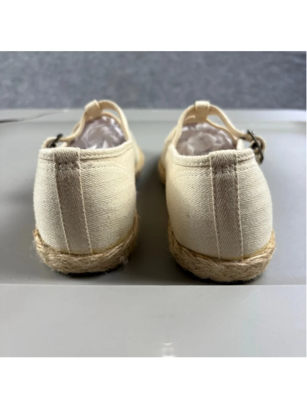 Keds Mary Jane Espadrille Flats Womens 7 Cream Canvas Buckle Vintage